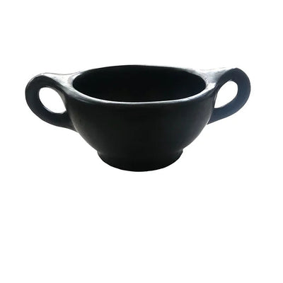 Bowl With 2 Handles Black Pottery