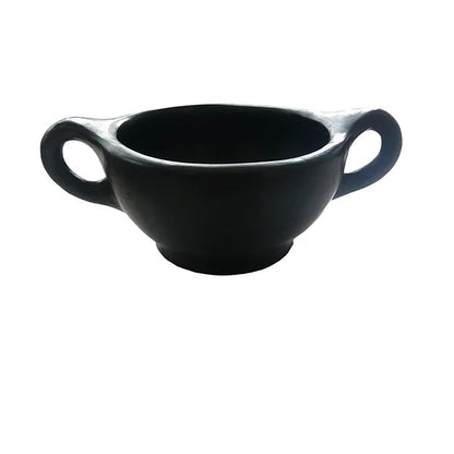 Bowl With 2 Handles Black Pottery
