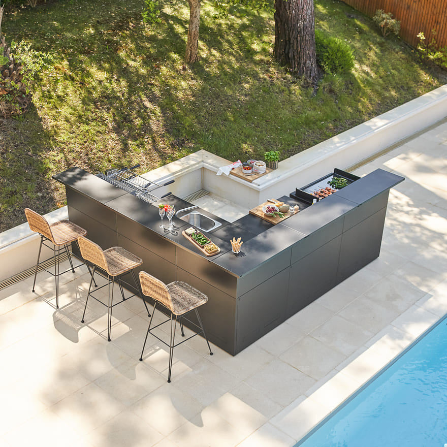 Hoek Module met Barblad – Forge Adour Buitenkeuken Forge Adour