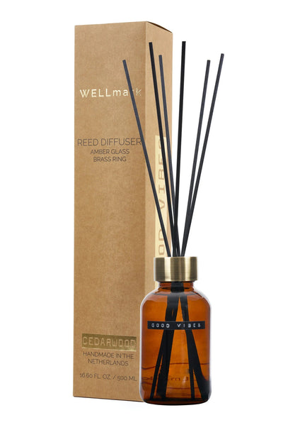 Maxi Geurstokjes Cedarwood 500ml Messing Wellmark