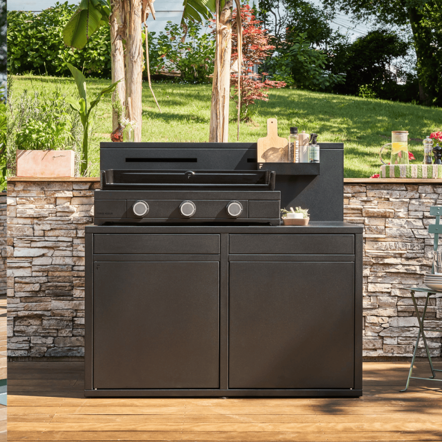 Buitenkeuken module met barblad 120 cm zwart staal - Forge Adour Forge Adour