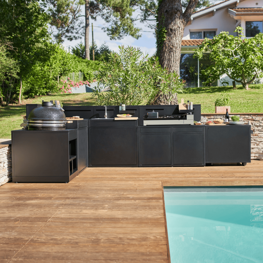 Buitenkeuken module met barblad 120 cm zwart staal - Forge Adour Forge Adour