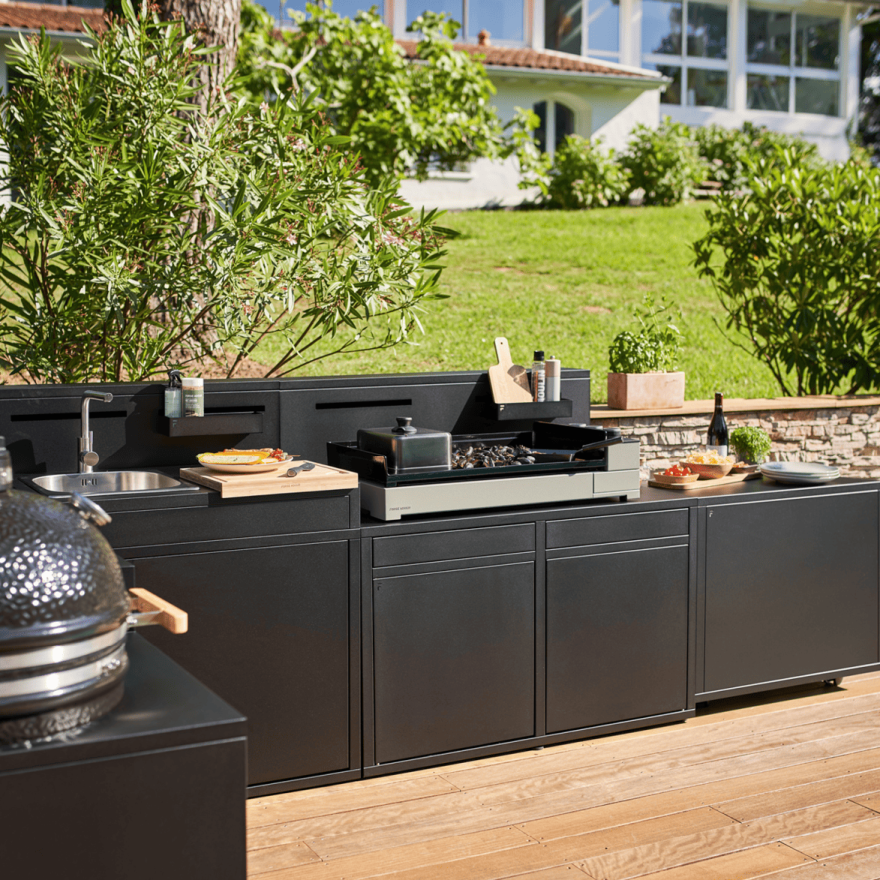 Buitenkeuken module met barblad 120 cm zwart staal - Forge Adour Forge Adour
