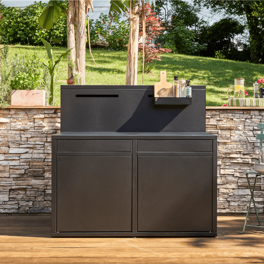 Buitenkeuken module met barblad 120 cm zwart staal - Forge Adour Forge Adour