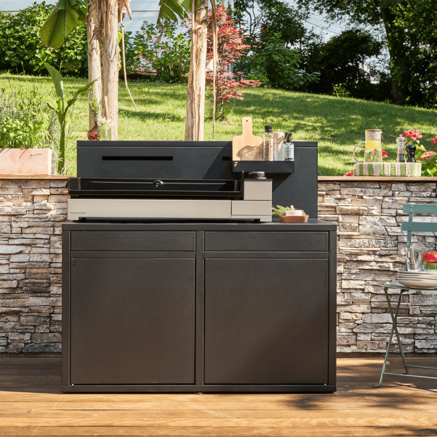 Buitenkeuken module met barblad 120 cm zwart staal - Forge Adour Forge Adour