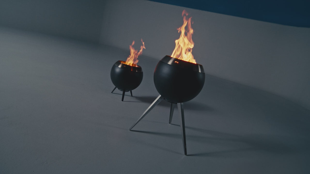 MOON 45 Vuurkorf Hoog & Laag – Rookvrij Design in Zwart of Zilver